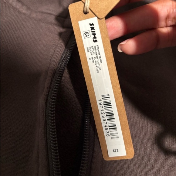 Skims Cotton French Terry Half Zip Dark Brown Iron - Picture 6 of 6